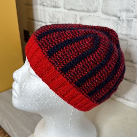 J. Crew Navy & Red Wool Beanie Hat Winter - Picture 1 of 5